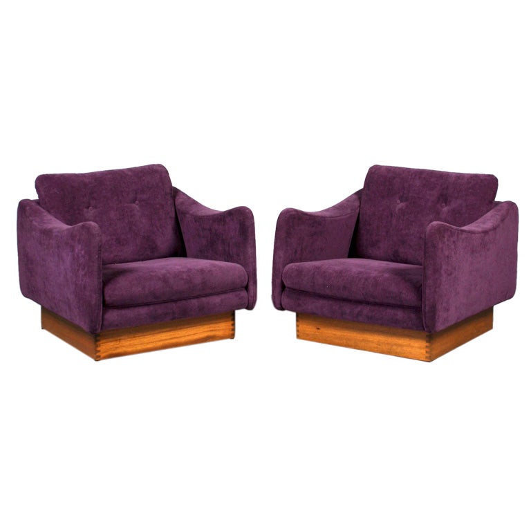 Pair of upholstered armchairs by Michel Mortier