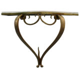 Brass console table with limestone top Brass console table with limestone top