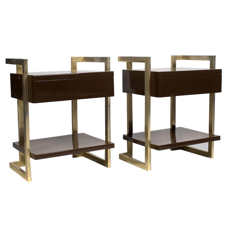 Pair of French laminate side tables or nightstands