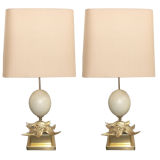 Pair of French gilt metal table lamps by Maison Charles