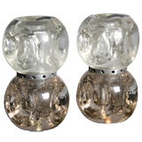 Vintage Pair of glass lamps by Poliarte