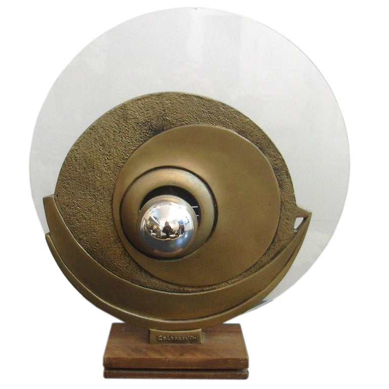 Gilt bronze and plexi table lamp by Calonaci