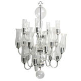 Glass chandelier with glass shades by Segusso