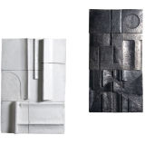 Pair of large glazed ceramic wall placques Pair of large glazed ceramic wall placques