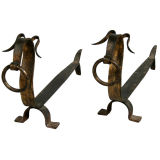 Vintage Pair of wrought iron firedogs