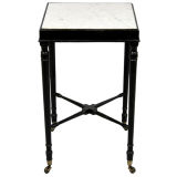 Mid 19th century ebonised mahogany side table with marble top.