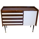 Walnut and melamine cabinet