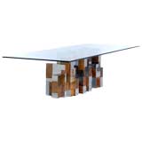 Burl wood and chome table by Paul Evans