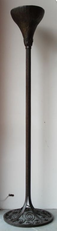 Art Deco Wrought Iron Uplighter by Marjorelle