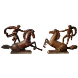 Pair of Sculptures of Horsemen by Gaston Goor