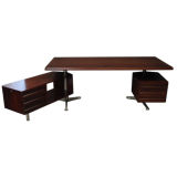 Rosewood Desk Designed by Oswaldo Borsani for Tecno
