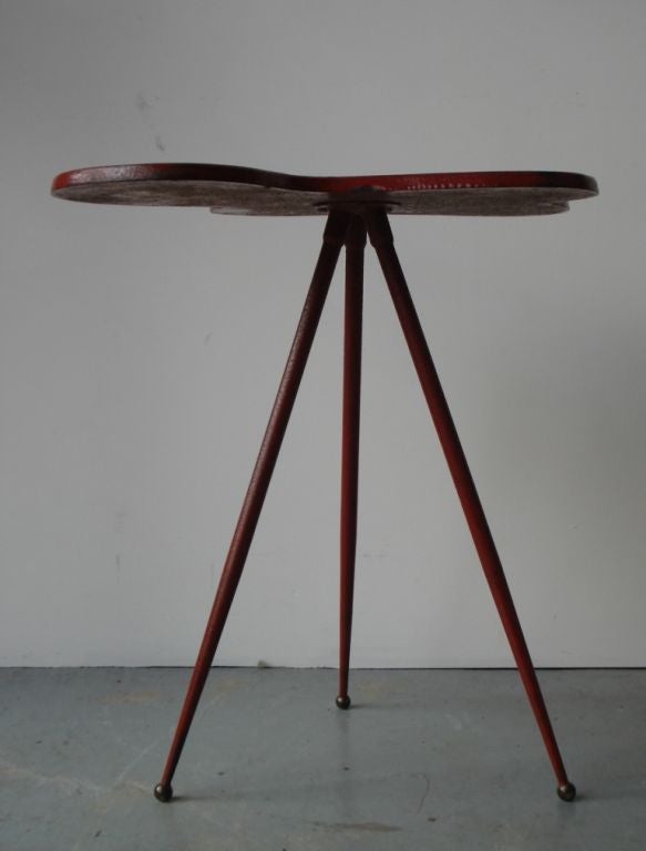 Red Painted Metal Side Table