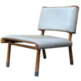 Stitched Vinyl Upholstered Side Chair Possibly by Jacques Quinet