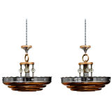 Pair of Copper and Chrome Light Fixtures