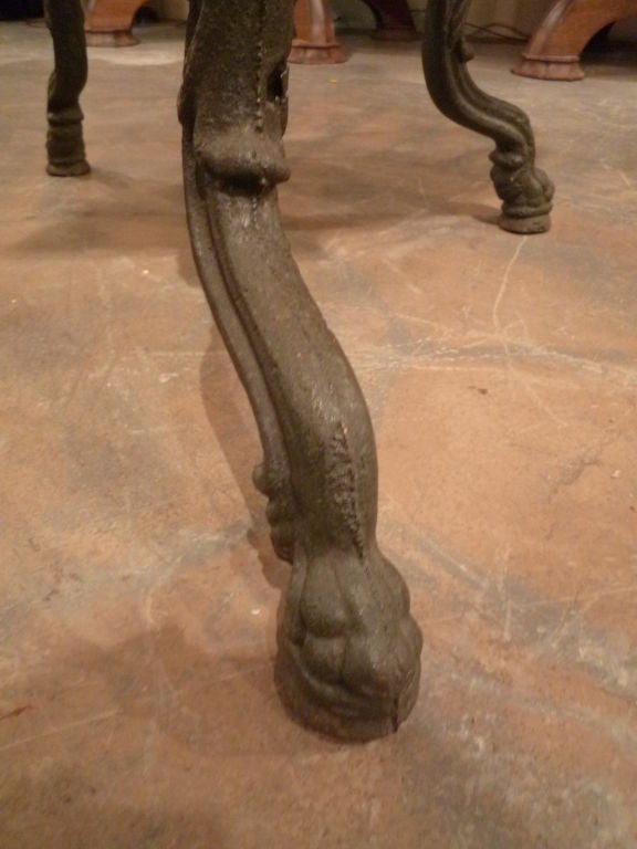 Italian Pair of Cast Iron Marble Top Tables