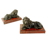 Pair of French Empire Bronze Recumbent Lions