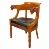 French Empire pale mahogany Rams head desk chair