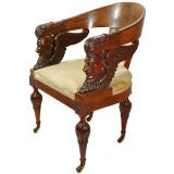 Italian Carved Mahogany Desk Chair