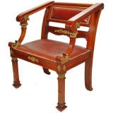 French Napoleon III Mahogany and giltwood desk chair. c.1890