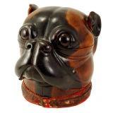 Large carved Fruitwood bulldog’s head tobacco jar, c1880.
