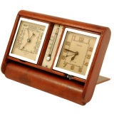 Leather cased Jaeger Le Coultre Travel Clock / barometer......