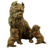 French Bronze "Bulldog" Group Desk Compendium  c.1860