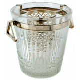 French Art Deco Cut Crystal & Silver Plate Ice Bucket