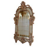 Northern Italian Carved Silvered Wood Framed Mirror Antique Northern Italian Carved Silvered Wood Framed Mirror