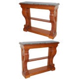 Pair French Napoleon III Mahogany Neo-Classical Console Tables
