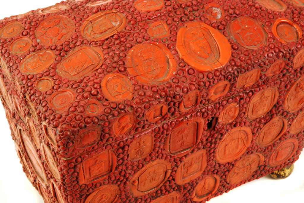 Early Victorian Red Wax Seal Tea Caddy c.1840 1