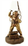 Large Copper and bronze model of a diver and treasure