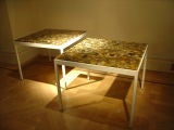 A pair of Perspex pebble Tables