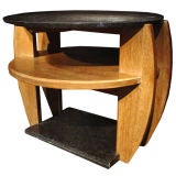 An Art Deco Oak and Black Belgian Fossil Gueridon
