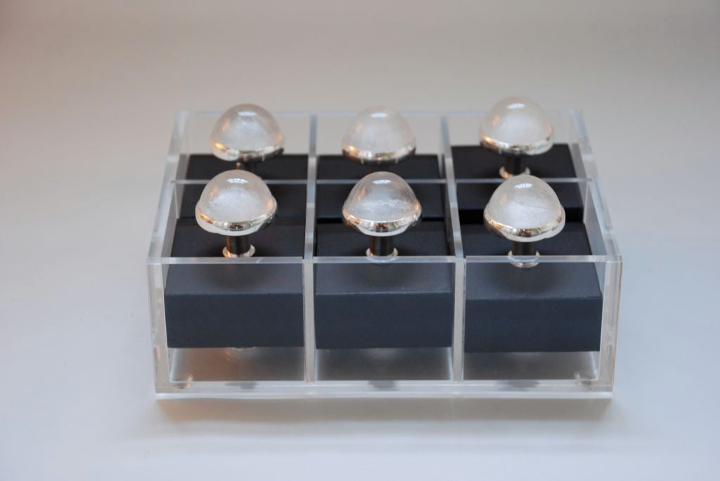 Contemporary A set of six rock crystal and silver door pulls by Paul Belvoir For Sale