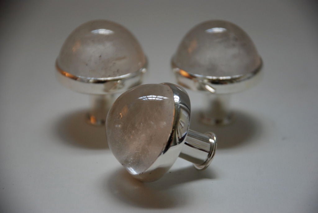 A set of six rock crystal and silver door pulls by Paul Belvoir For Sale 1
