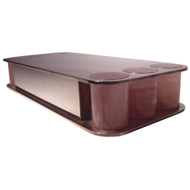 A rose quartz and sterling silver box by Paul belvoir For Sale