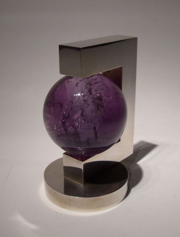 Amethyst and sterling silver paperweight by Paul Belvoir