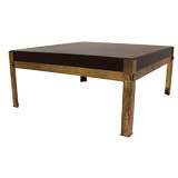 Dark chocolate leather and gilt metal coffee table