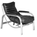 Antique Pair of stylish Aluminium and  leather armchairs by  Seatezze