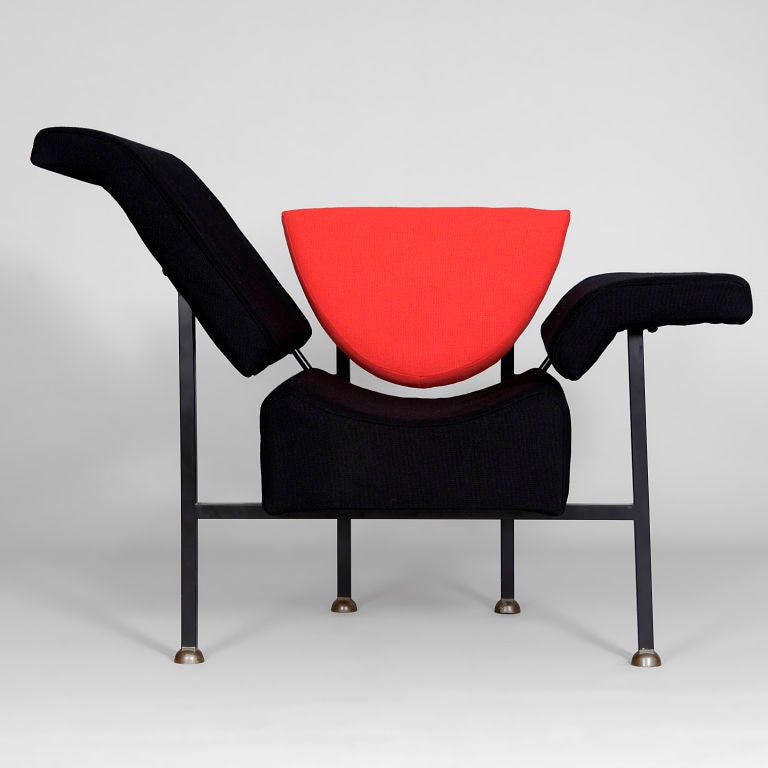 `Groeten uit Holland` armchair designed by Rob Eckhardt for Pastoe, Holland, 1983.<br />
Not only comfortable in the normal sitting position but also if your legs are flung over the arms! Fabulous design.<br />
<br />
The design 'Groeten uit