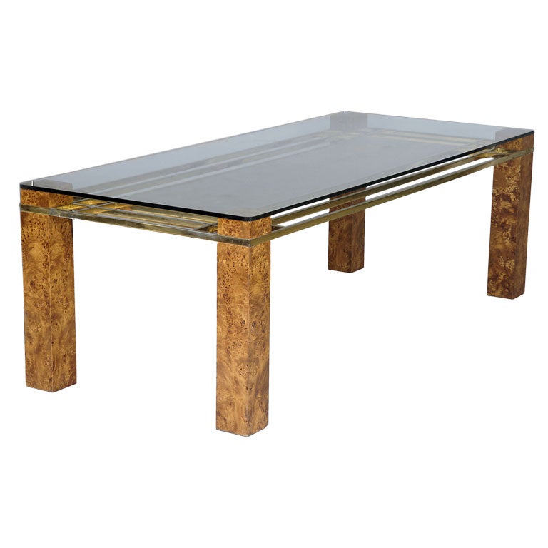 Gilt Chrome and Maplewood Dining Table