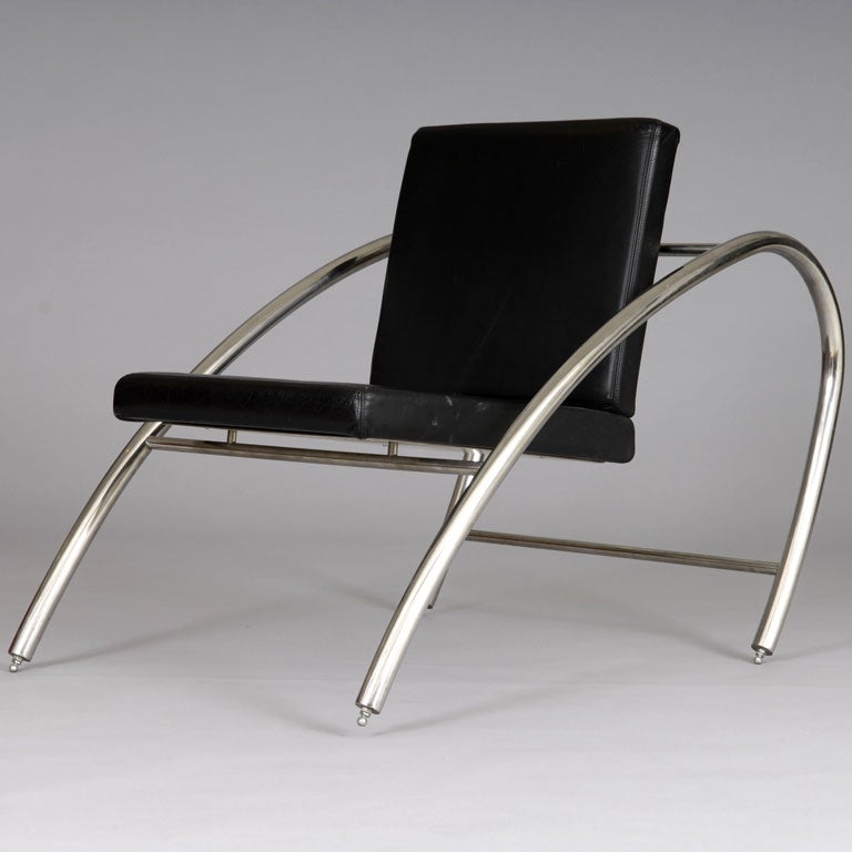 20th Century Pair of Chrome Lounge Chairs by Francois Scali and Alain Domingo
