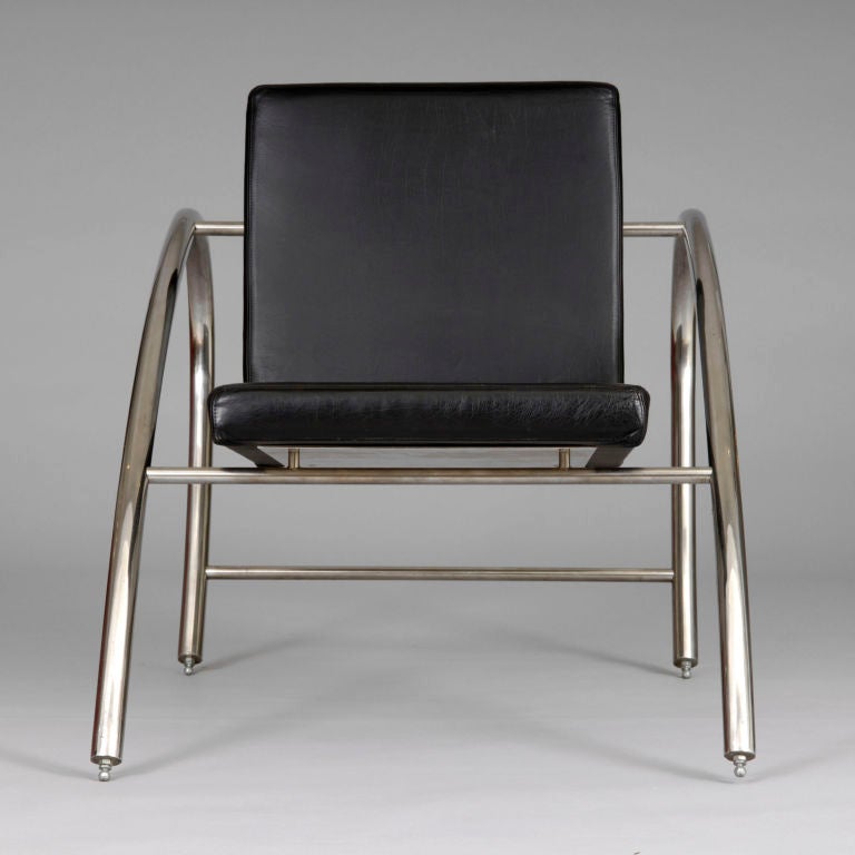 Italian Pair of Chrome Lounge Chairs by Francois Scali and Alain Domingo