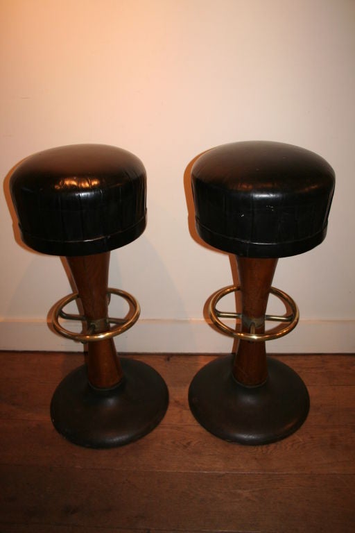 Pair of Barstools with Leather Seats