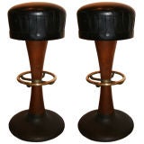 Pair of Barstools with Leather Seats