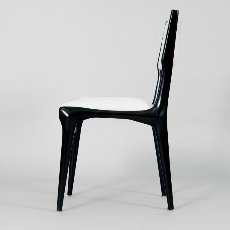 Mid-20th Century Dining Chairs in ebonised ash wood by Carlo di Carli, c1964