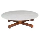 Vintage Marble and Brazilian Hardwood Table by Sergio Rodrigues