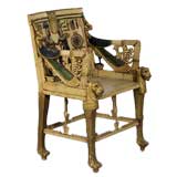 Antique Early and Rare Replica of Tutankhamun's Golden Throne