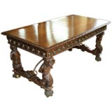 An unusual Spanish carved walnut LibraryDesk/Table