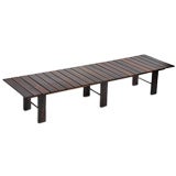 Brazilian Hardwood Slat Bench with Metal Stretchers